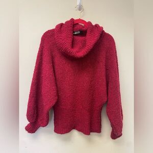 Vintage Red Kitty Hawk Cowl Neck Balloon Sleeve  SZ S
